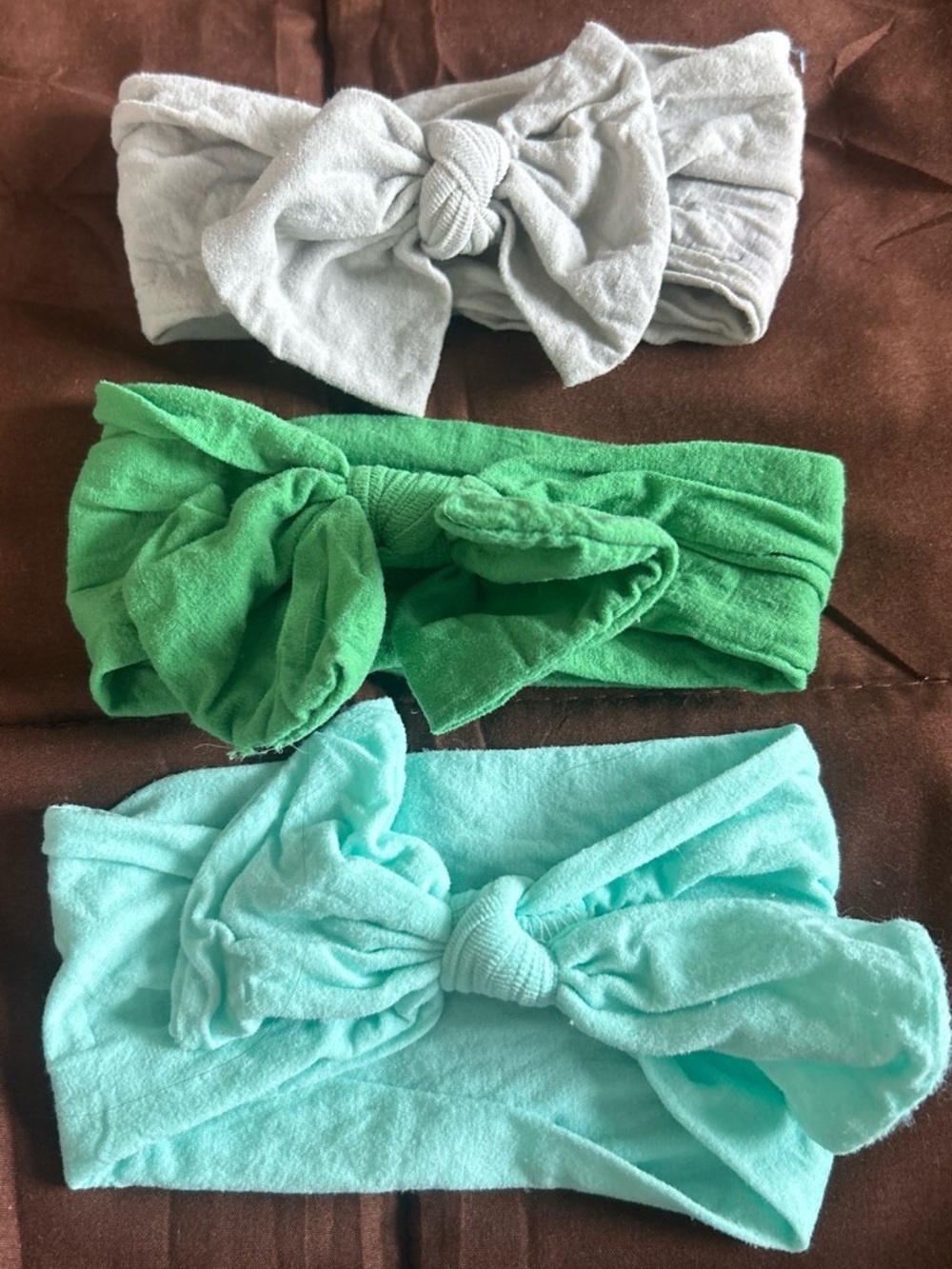 Kids Knot Headband Set in Gray, Green & Aqua